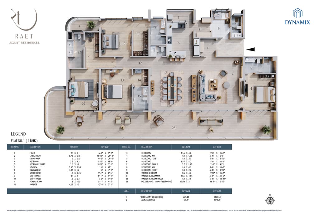 Flat No. 1 (4 BHK)